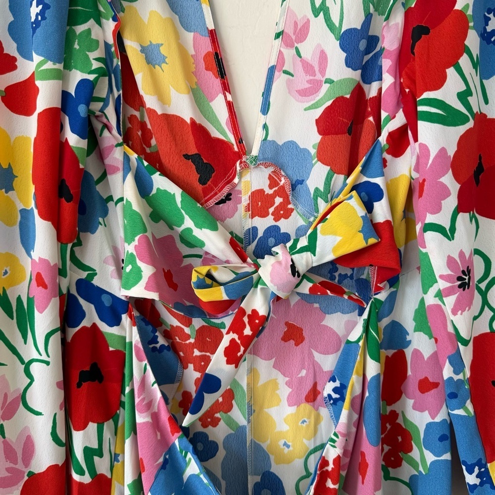 ASOS Bright Floral Open Tie Back Wide Leg Jumpsuit - Picture 12 of 12